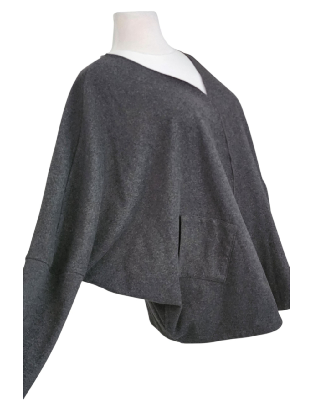 Coco + Carmen XXL Dark Gray Open-Front Cardigan Soft Knit Batwing Dolman Sleeve